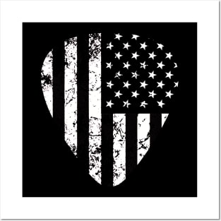 B&W American Flag Posters and Art